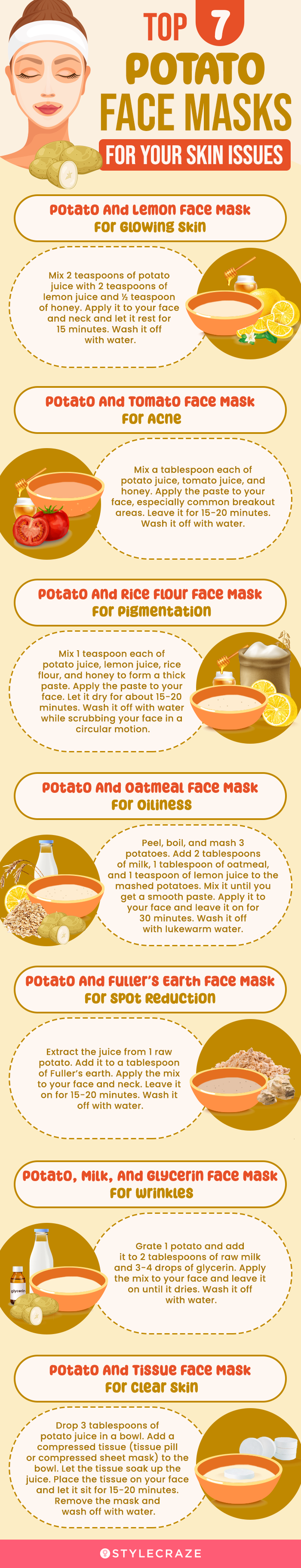 top 7 potato face masks for your skin issues (infographic)