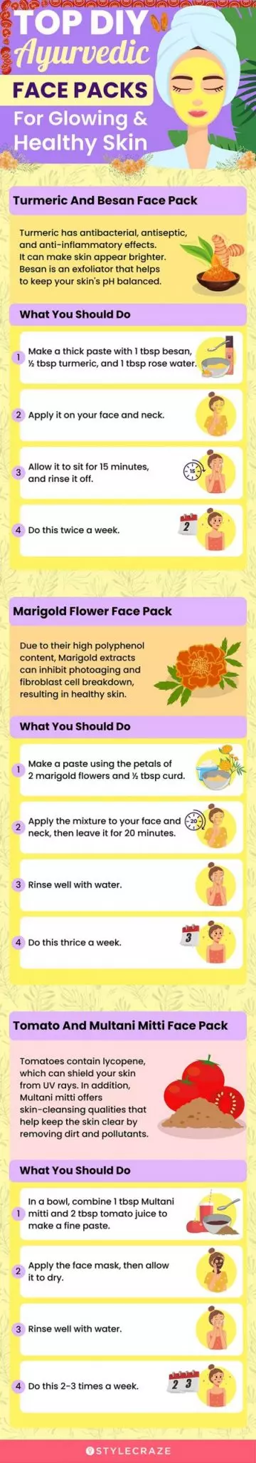 top diy ayurvedic face packs for glowing & healthy skin (infographic)