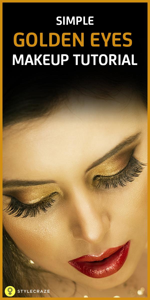 5 MINUTE Golden Glitter Eye Makeup