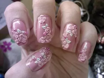 Rose 3D nail art design