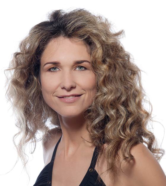 Texturized spiral curls on medium length hair for women over 40