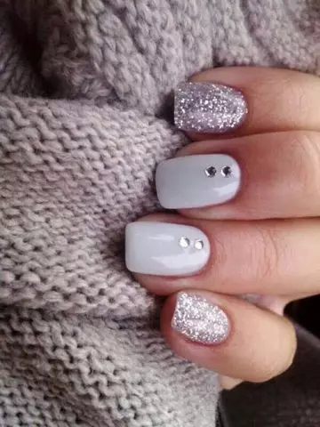 Silver winter 3D nail art design