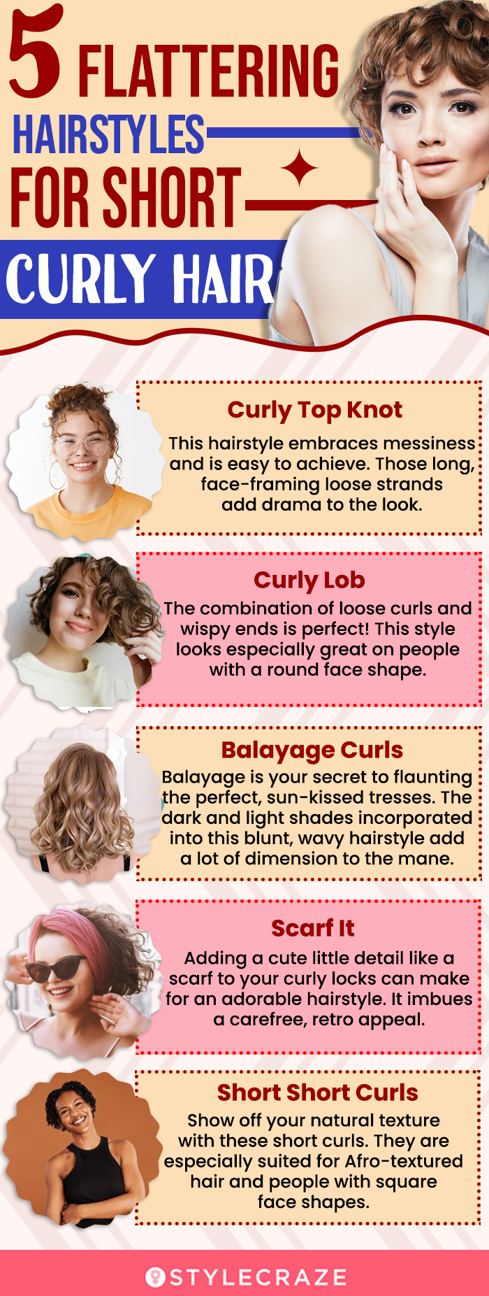 5 flattering hairstyles for short curly hair (infographic)