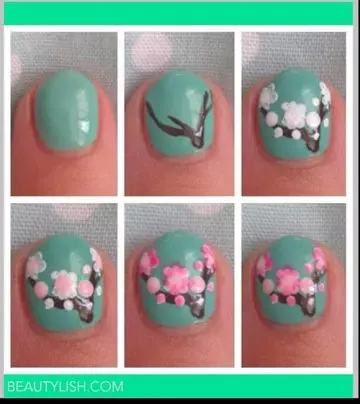 Embossed spring 3D nail art designs for short nails