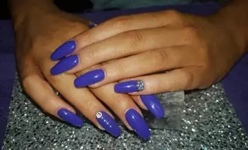 Minimal beaded blue acrylic 3D nail art designs