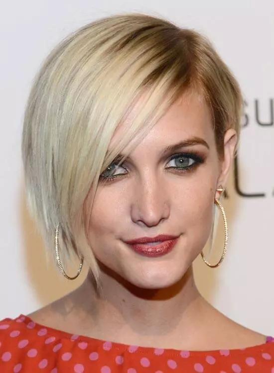 Blonde short bob hairstyle for triangle face shape