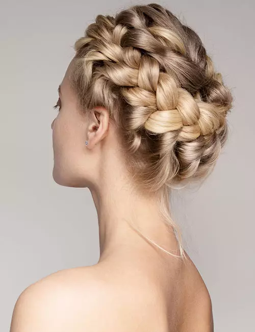 Braided crown hairstyle for long hair