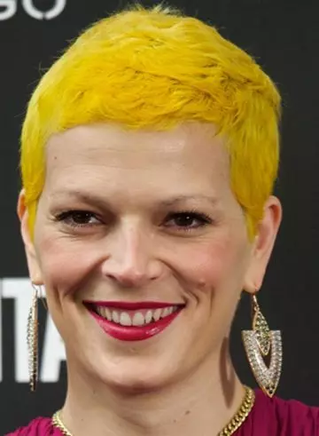 Bright yellow textured pixie edgy hairstyle