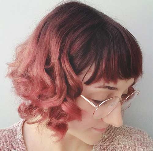 Short curly colored hairstyle