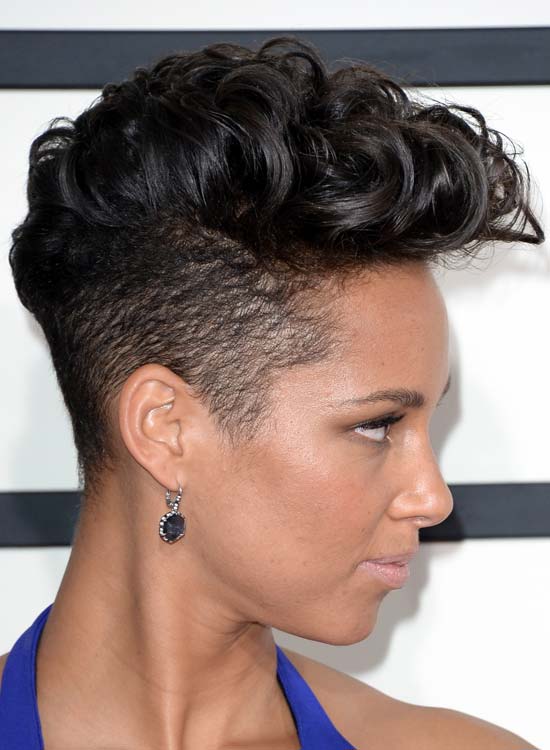 Curly black mohawk edgy hairstyle