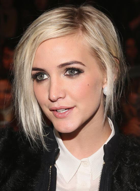 Edgy platinum bob hairstyle for triangle face shape