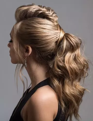 French pouf and high ponytail hairstyle for long hair