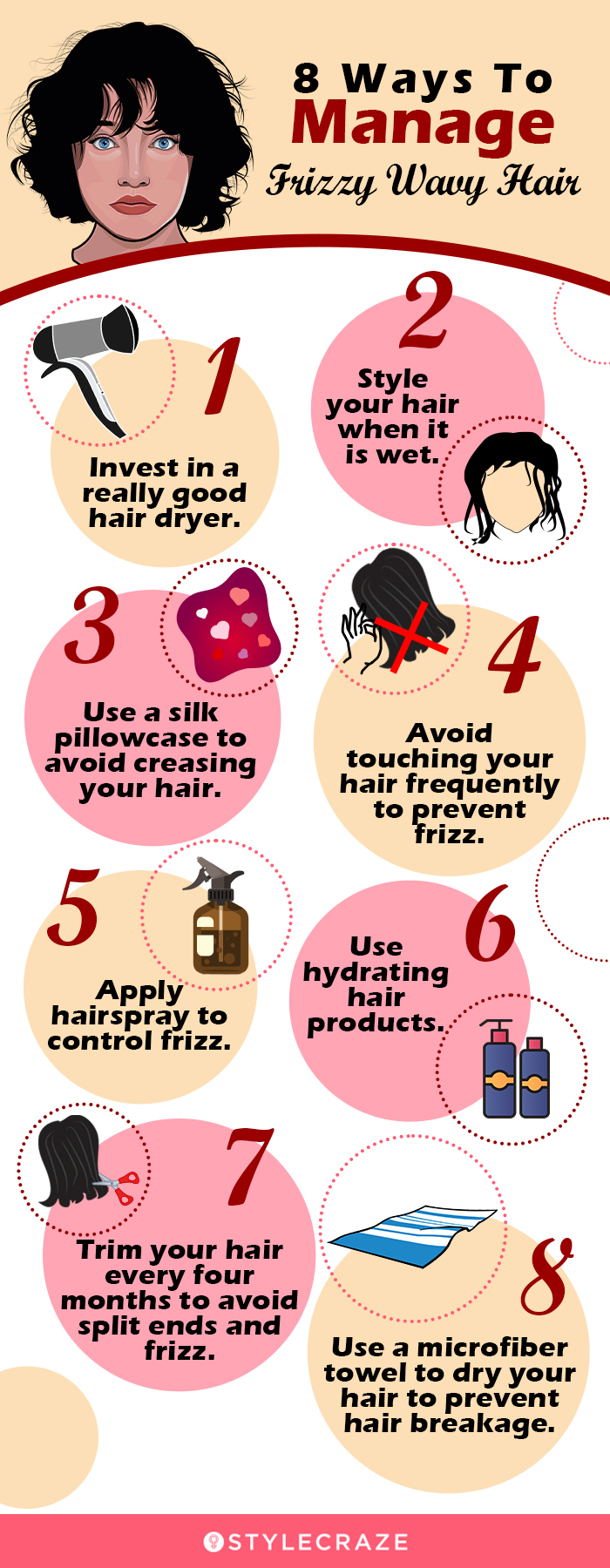 8 ways to manage frizzy wavy hair [infographic]