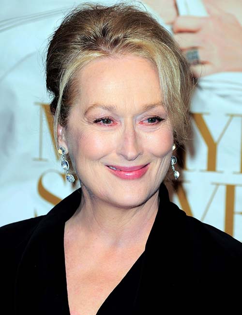 Meryl Streep's simple low bun hairstyle