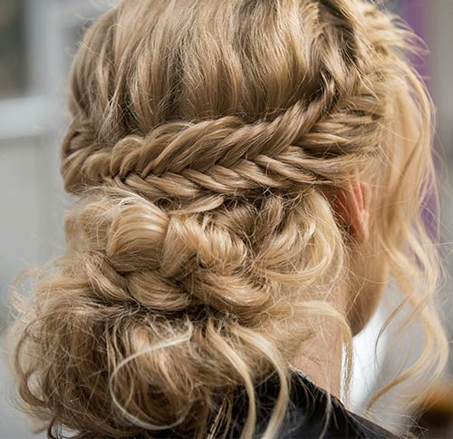 Messy updo hairstyle for long hair