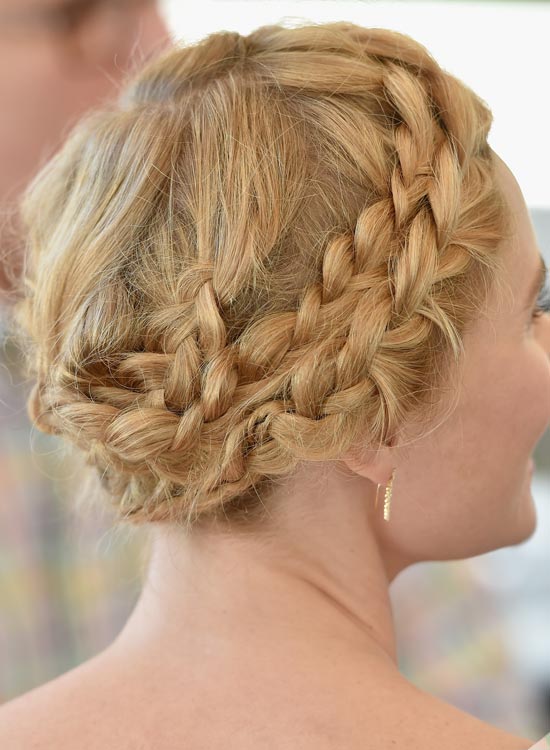 Milkmaid braid bun Indian hairstyle for round face