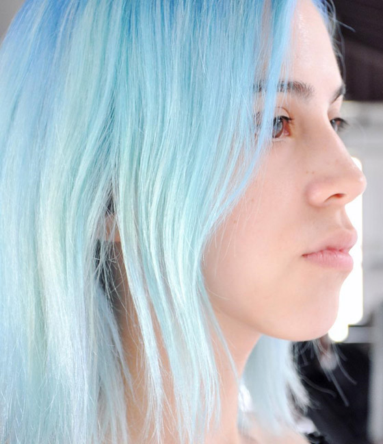 Pastel blue hair color for cool-toned pale skin
