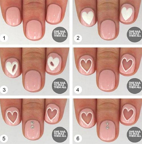 Pastel Heart Nail Art Pastel Heart Nail Art