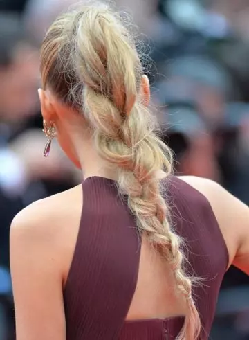 Ponytail braid hairstyle for frizzy wavy hair