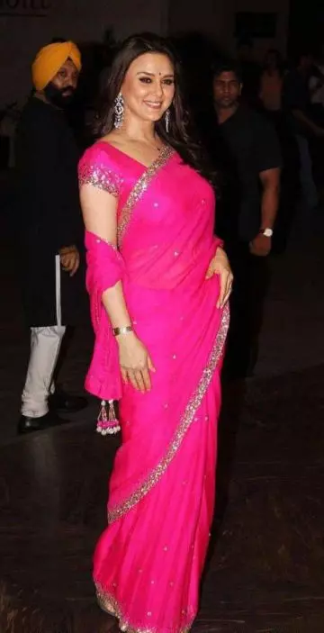 Preity Zinta In Pink Saree