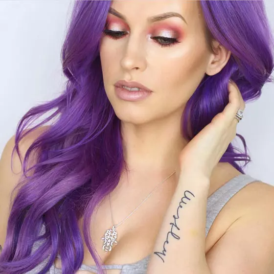 Purple hair color for olive-toned pale skin