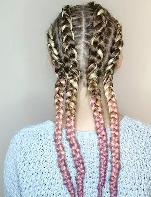 Quad braids hairstyle for long hair