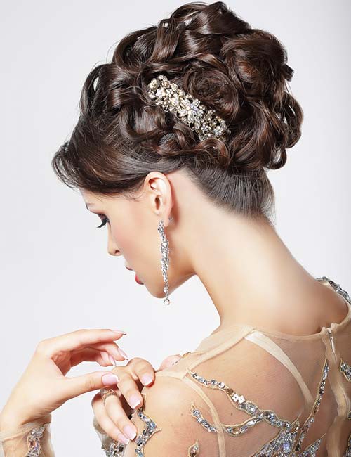 Romantic updo long curly hairstyle