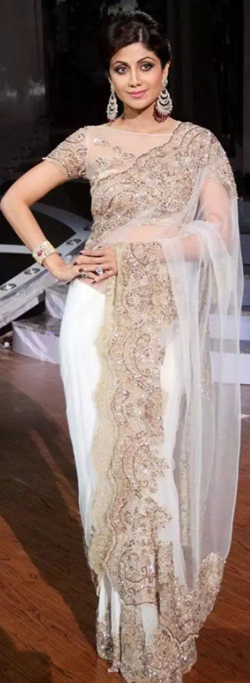 Shilpa Shetty In White Saree