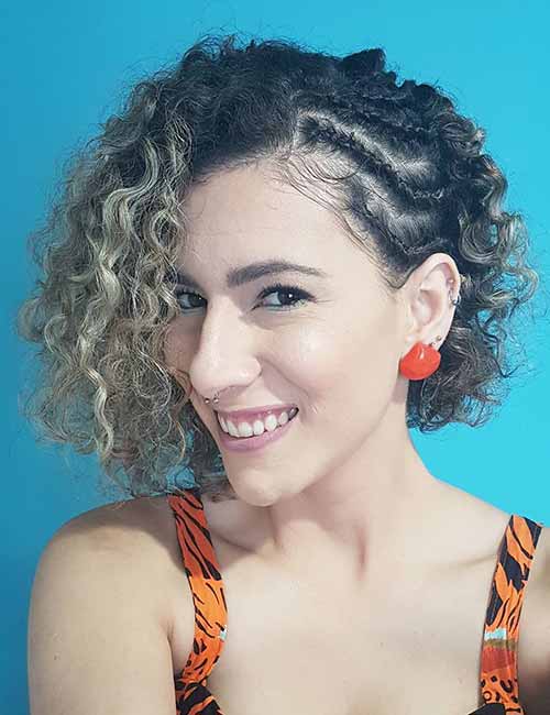 Short side braids curly hairstyle
