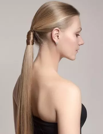 Slick low ponytail hairstyle for long hair