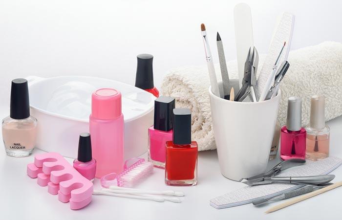 Gather all the essential tools to do manicure at home