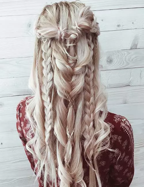 Tribal boho hairstyle for long hair