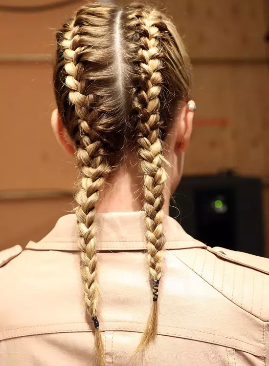 Twin Braids Indian hairstyle for round face