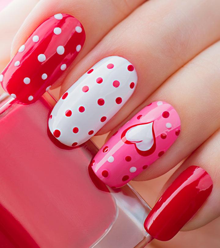 Valentines day red and pink nails