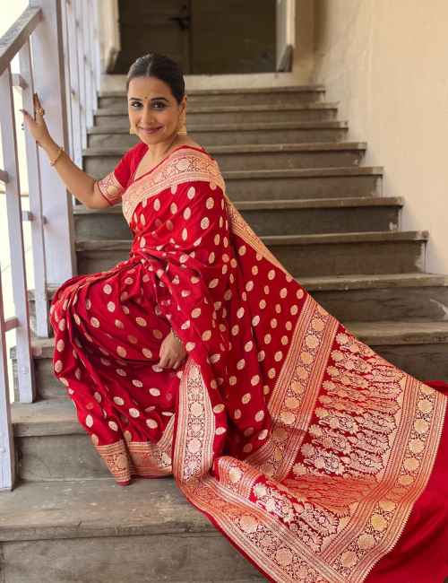Vidya Balan Looks Gorgeous In Red Saree