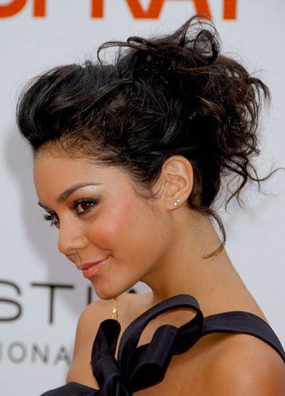 Messy bun hairstyle for long hair