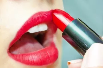 Red with purple undertone lipstick shade for fair skin
