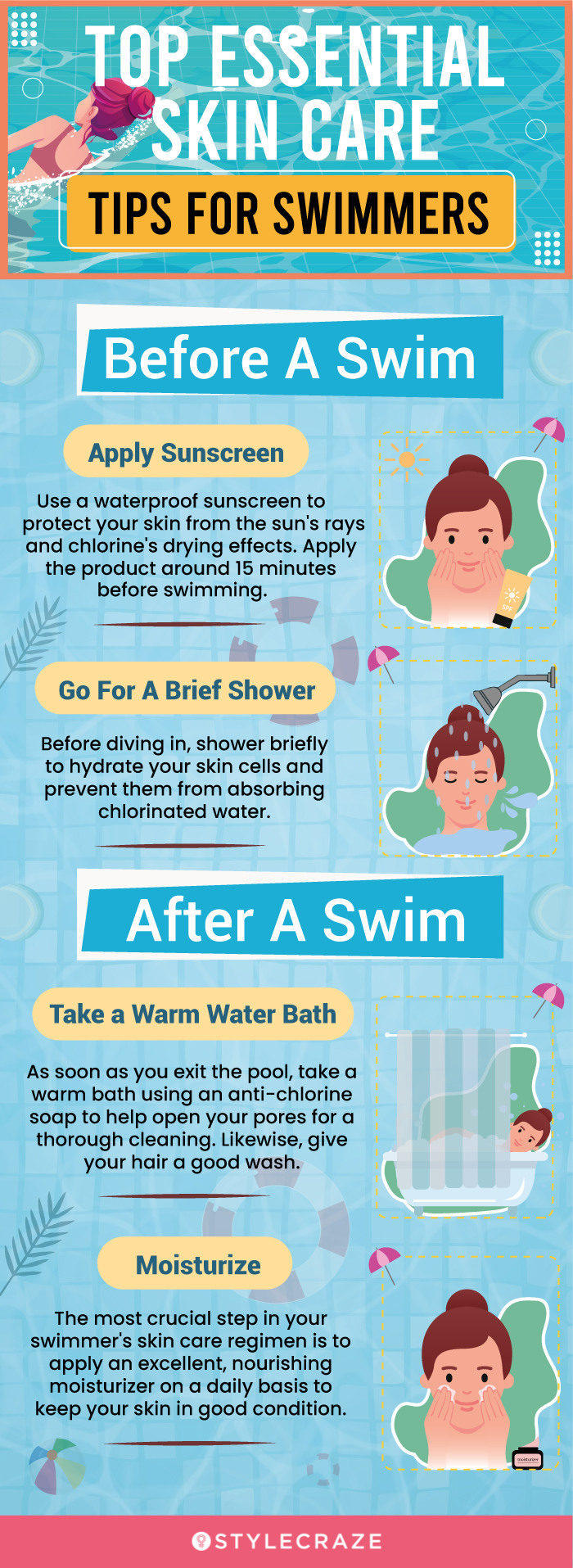 top essential skin care tips for swimmers (infographic)