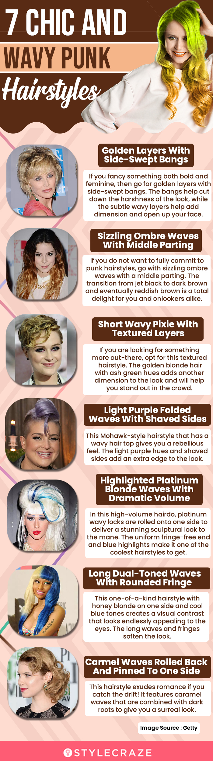 7 chic and wavy punk hairstyles (infographic)