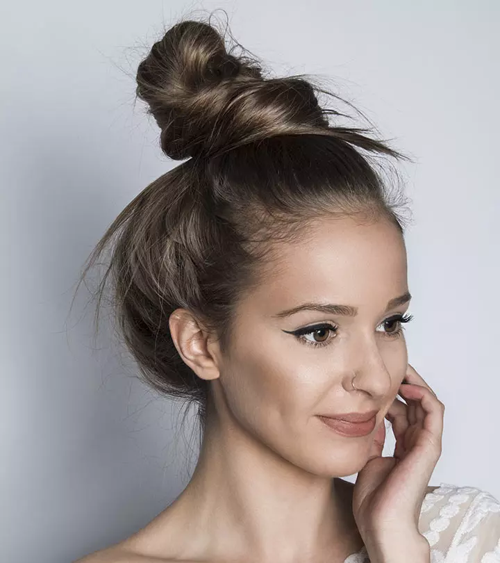 Women with messy bun hairstyles