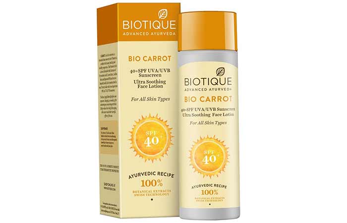 Best Sunscreens In India - Biotique Bio Carrot SPF 40 Sunscreen