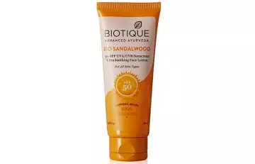 Biotique Advanced Ayurveda Bio Sandalwood 50-SPF UVAUVB Sunscreen Ultra Soothing Face Lotion