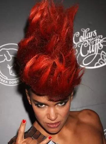 Fiery red mohawk with wavy wispy hair punk wavy hairstyle