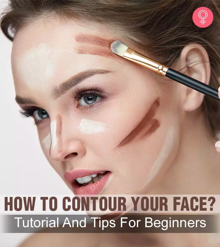 A girl is applying contour on her face