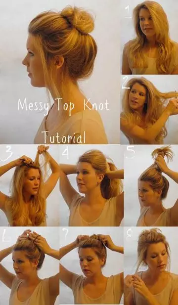 Loose messy top knot