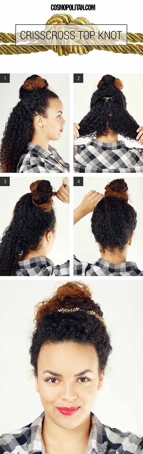 Messy Criss Cross Top Knot