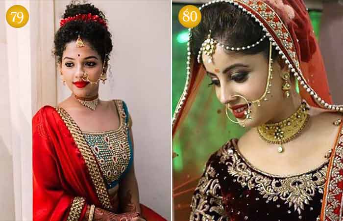 Beautiful Indian modern brides in heavily embroidered wedding attire