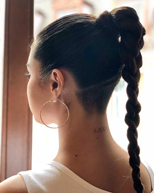 Undercut And A Tight Braided Ponytail