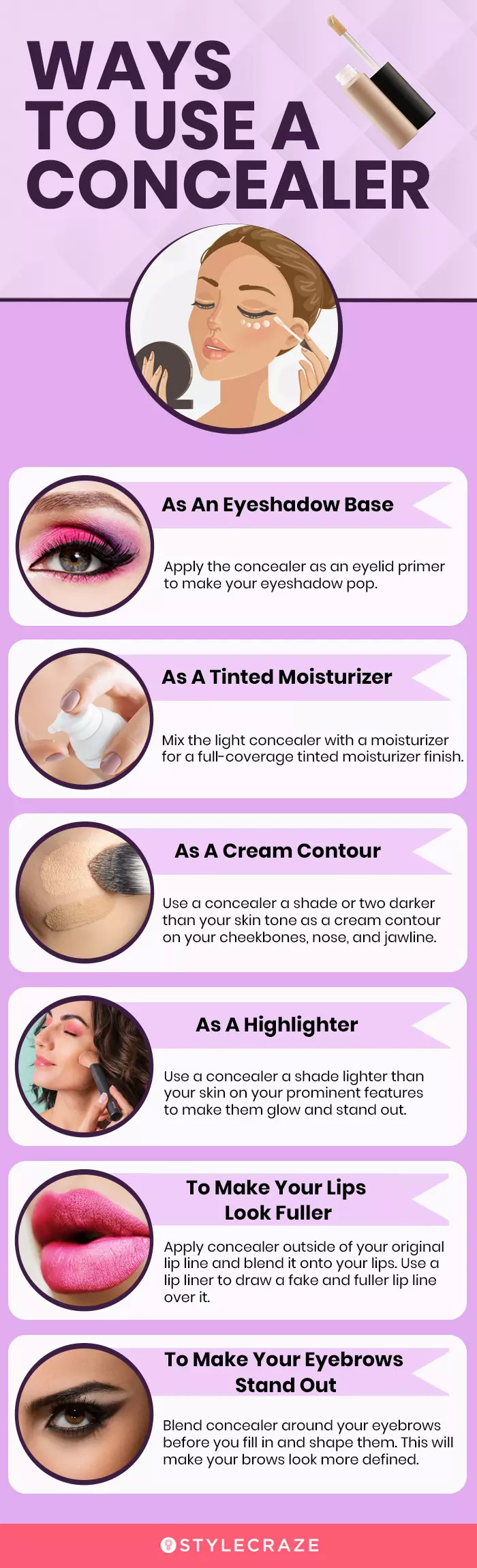 ways to use a concealer (infographic)
