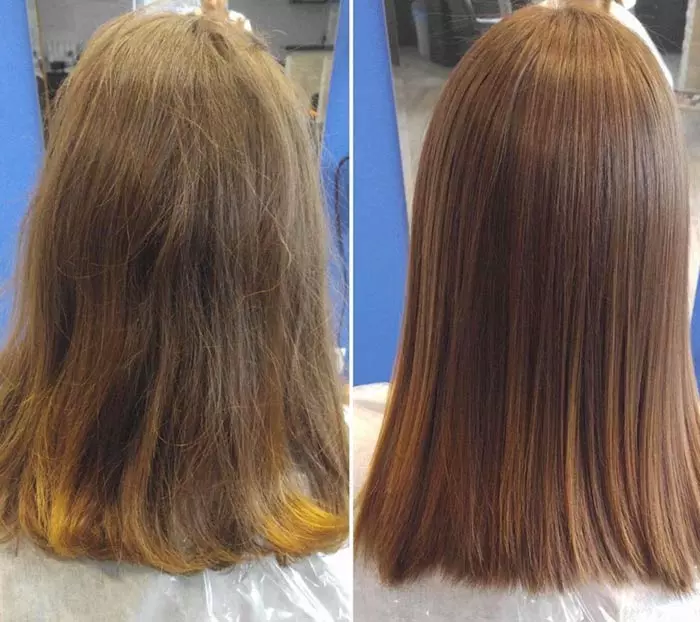 Hair smoothing before and after